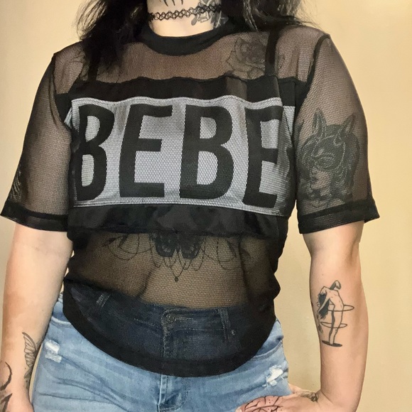 BeBe Mesh short sleeve top - Picture 2 of 4